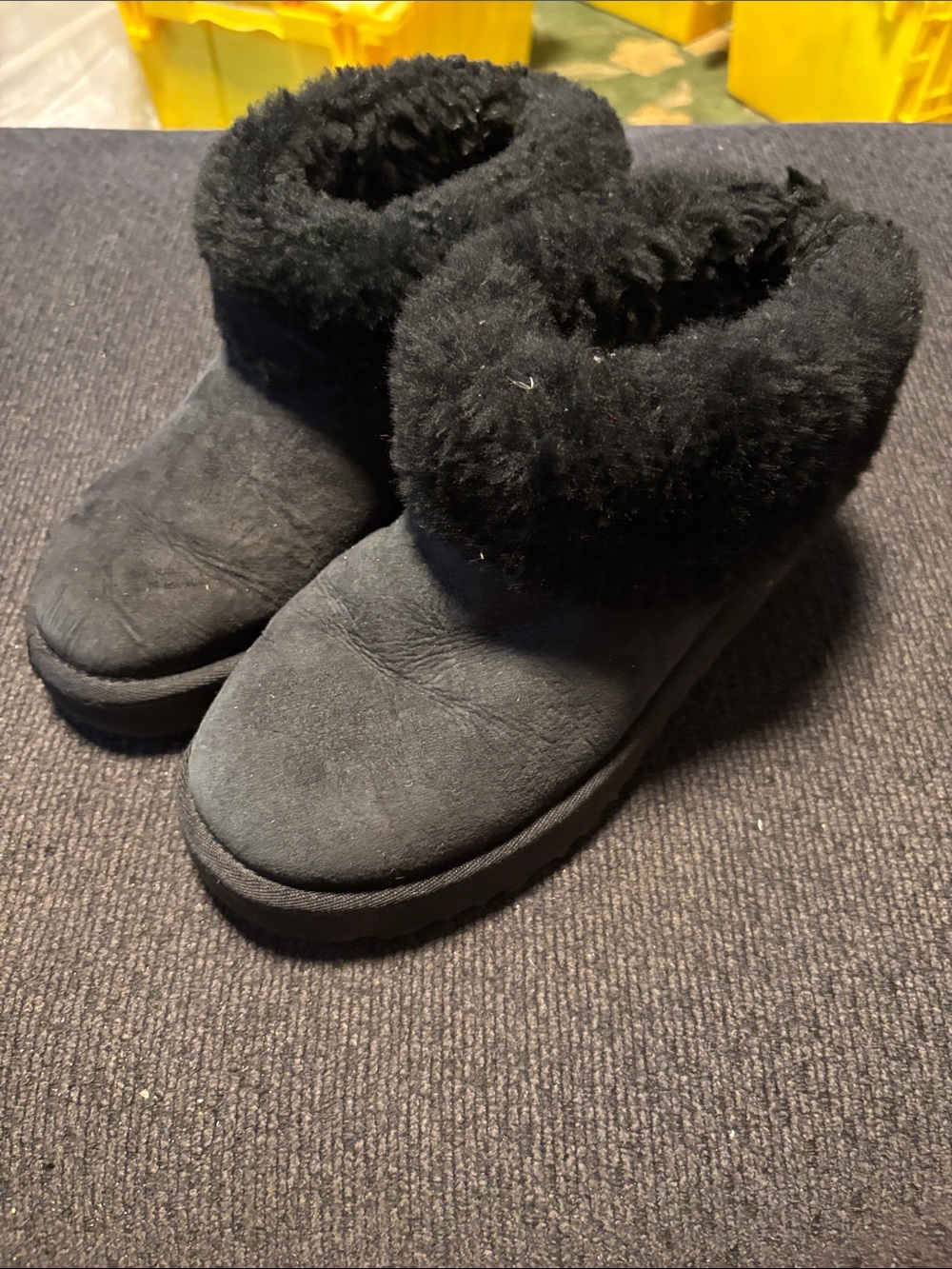 UGG Black Shearling Cuff Ankle Boots